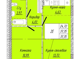 Продается 1-комнатная квартира  Дом на 2-й Дачной, 37.35  м&sup2;, 7843500 рублей