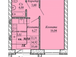 Продается 1-комнатная квартира ЖК Семиреченская, дом 3, 35.68  м&sup2;, 4103200 рублей