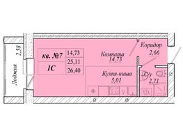 Продается Студия ЖК Семиреченская, дом 1, 26.4  м&sup2;, 3432000 рублей
