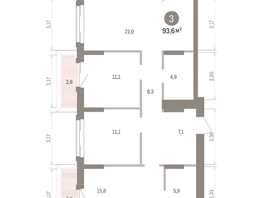 Продается 3-комнатная квартира ЖК Кварталы Драверта, дом 4, 93.6  м&sup2;, 13500000 рублей