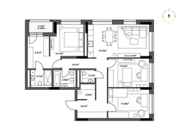 Продается 3-комнатная квартира ЖК Северное Сияние Бизнес, 106.17  м&sup2;, 19849000 рублей