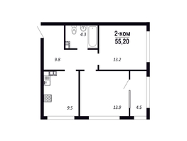Продается 2-комнатная квартира ЖК ПАРК-квартал «Королёв», дом 1, 55.2  м&sup2;, 9108000 рублей