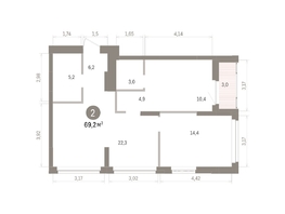 Продается 2-комнатная квартира ЖК Кварталы Драверта, дом 5, 69.15  м&sup2;, 12980000 рублей