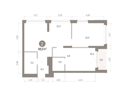 Продается 2-комнатная квартира ЖК Кварталы Драверта, дом 5, 69.15  м&sup2;, 12270000 рублей
