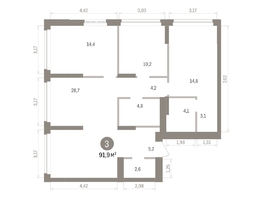 Продается 3-комнатная квартира ЖК Кварталы Драверта, дом 5, 91.9  м&sup2;, 14800000 рублей