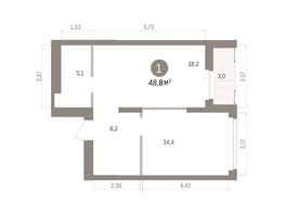 Продается 1-комнатная квартира ЖК Кварталы Драверта, дом 5, 48.83  м&sup2;, 9670000 рублей