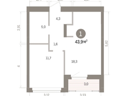 Продается 1-комнатная квартира ЖК Кварталы Драверта, дом 5, 43.89  м&sup2;, 8460000 рублей