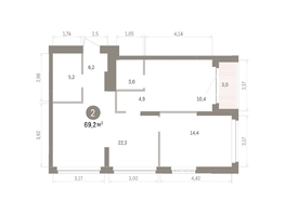 Продается 2-комнатная квартира ЖК Кварталы Драверта, дом 5, 69.15  м&sup2;, 12490000 рублей