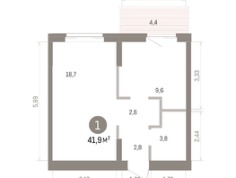Продается 1-комнатная квартира ЖК Кварталы Драверта, дом 4, 41.91  м&sup2;, 7700000 рублей