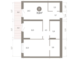 Продается 2-комнатная квартира ЖК Кварталы Драверта, дом 4, 72.88  м&sup2;, 12410000 рублей