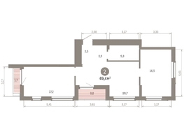 Продается 2-комнатная квартира ЖК Кварталы Драверта, дом 6, 69.44  м&sup2;, 11980000 рублей