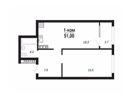 Продается 1-комнатная квартира ЖК ПАРК-квартал «Королёв», дом 6, 51  м&sup2;, 7905000 рублей