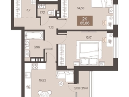Продается 2-комнатная квартира ЖК Заря, дом 1.3, 65.66  м&sup2;, 9160000 рублей