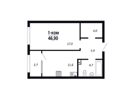 Продается 1-комнатная квартира ЖК ПАРК-квартал «Королёв», дом 6, 46.9  м&sup2;, 6566000 рублей