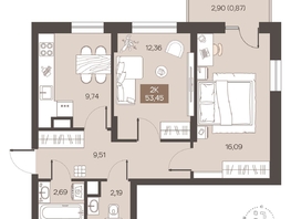 Продается 2-комнатная квартира ЖК Заря, дом 2.1, 53.45  м&sup2;, 8150000 рублей