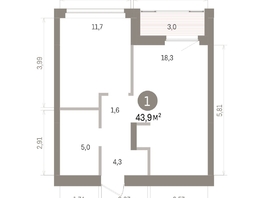 Продается 1-комнатная квартира ЖК Кварталы Драверта, дом 5, 43.88  м&sup2;, 8710000 рублей