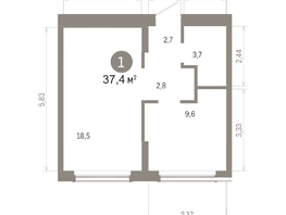 Продается 1-комнатная квартира ЖК Кварталы Драверта, дом 6, 37.37  м&sup2;, 8040000 рублей