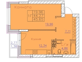 Продается 1-комнатная квартира ЖК Ленина, дом 116, блок-секция 2, 44.27  м², 4781160 рублей