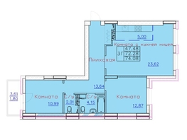 Продается 3-комнатная квартира ЖК Ленина, дом 116, блок-секция 2, 74.08 м², 8519200 рублей