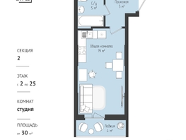 Продается 1-комнатная квартира ЖК RETROcity 2.0, 31.14 м², 4200000 рублей