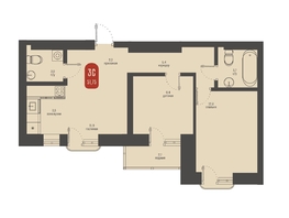 Продается 3-комнатная квартира ЖК Косарева, дом 6, 51.75  м², 11329400 рублей