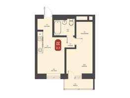 Продается 2-комнатная квартира ЖК Косарева, дом 6, 35.15  м², 8965000 рублей