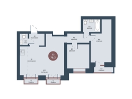 Продается 3-комнатная квартира ЖК Белозерский, корпус 1, 79.3 м², 13718900 рублей