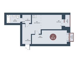 Продается 2-комнатная квартира ЖК Белозерский, корпус 1, 60.9  м², 11059440 рублей