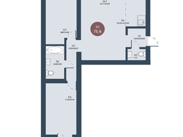 Продается 3-комнатная квартира ЖК Белозерский, корпус 3, 75.6  м², 14858408 рублей