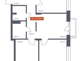 Продается 3-комнатная квартира ЖК Ломоносов, 72 м², 12520800 рублей