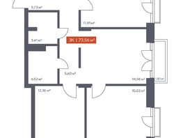 Продается 3-комнатная квартира ЖК Ломоносов, 73.56  м², 13499273 рублей