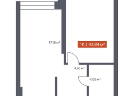 Продается 1-комнатная квартира ЖК Ломоносов, 42.84  м², 8095004 рублей