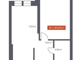 Продается 1-комнатная квартира ЖК Ломоносов, 42.69  м², 8110703 рублей