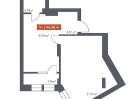 Продается 1-комнатная квартира ЖК Ломоносов, 44.45  м², 8426626 рублей