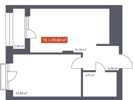 Продается 1-комнатная квартира ЖК Ломоносов, 40.84  м², 9180000 рублей