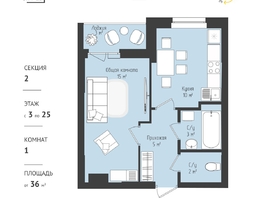 Продается 1-комнатная квартира ЖК RETROcity 2.0, 36.27  м², 4995000 рублей