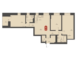 Продается 4-комнатная квартира ЖК Косарева, дом 6, 80.35  м&sup2;, 16742450 рублей