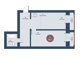 Продается 2-комнатная квартира ЖК Белозерский, корпус 3, 58.5  м&sup2;, 9914600 рублей