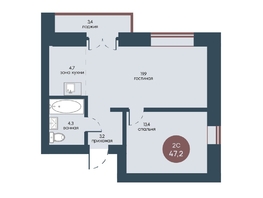 Продается 2-комнатная квартира ЖК Белозерский, корпус 4, 47.2  м&sup2;, 10224000 рублей