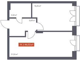 Продается 1-комнатная квартира ЖК Ломоносов, 46.53  м&sup2;, 10166805 рублей